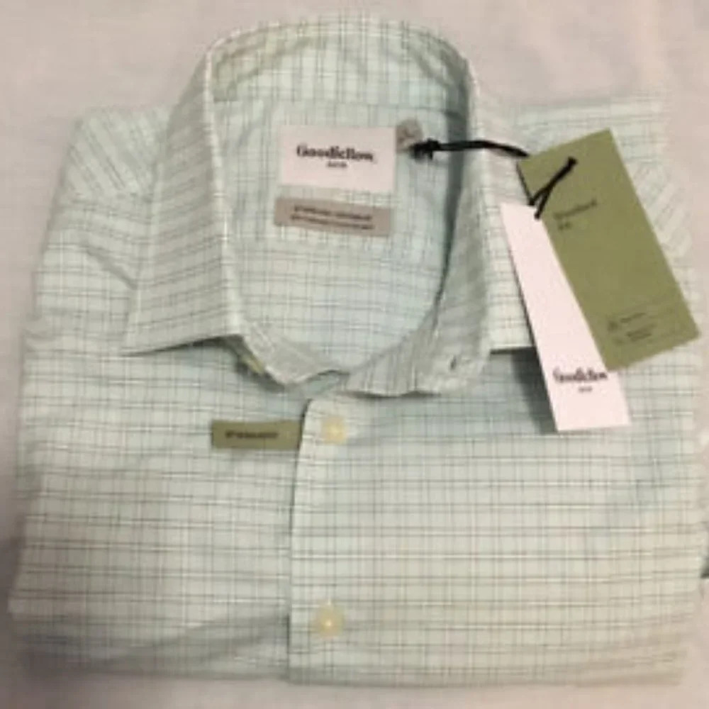 Men's Checked Standard Fit Non-Iron Dress Long Sleeve Button-Down Shirt